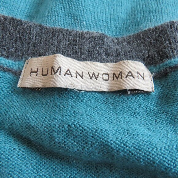 HUMAN WOMAN Y2K Cat Knit Cropped Sweater Top Teal Gray - Size M - Picture 12 of 12